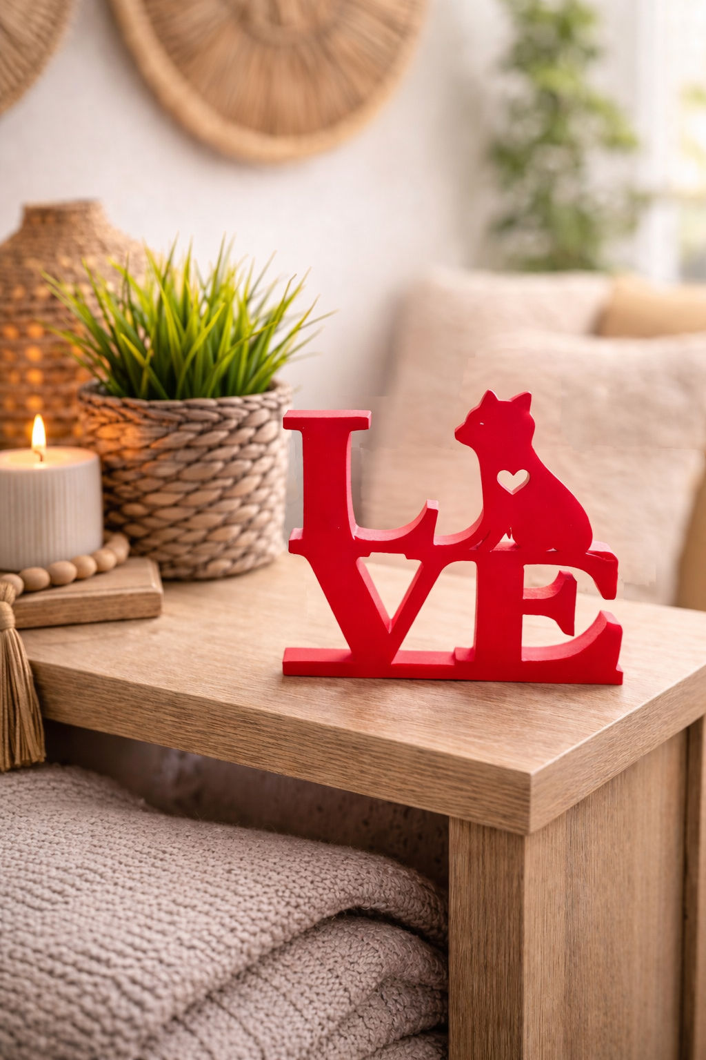 „LOVE“ Schild mit Hund/Katze