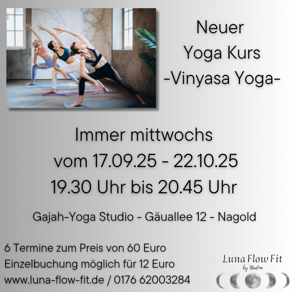 - Vinyasa Yoga - vom 17.09.25 bis 22.10.25