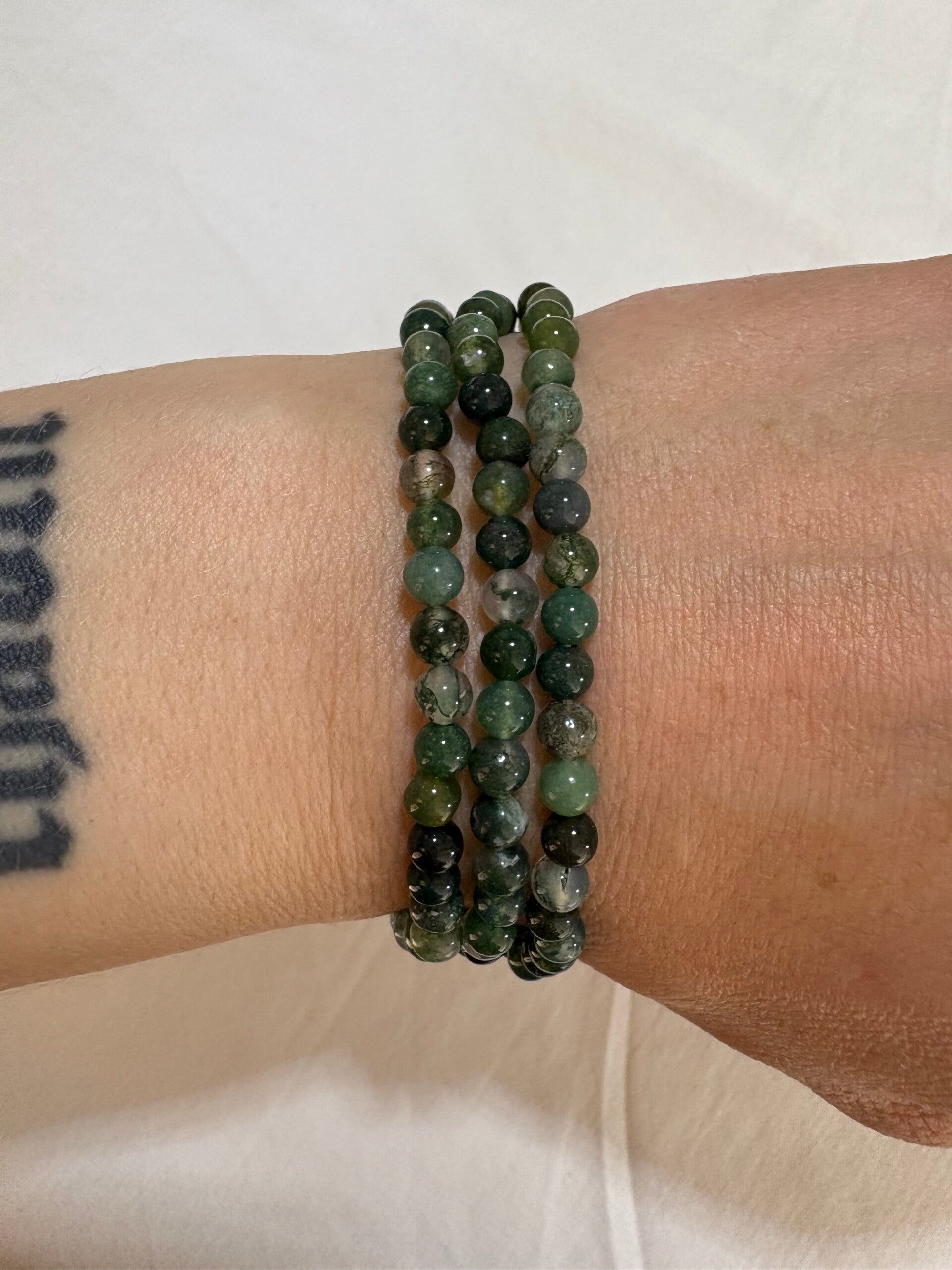 Mos Agaat Kogelarmband 4mm