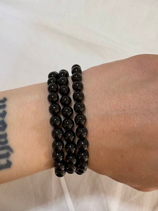 Zwarte Obsidiaan Kogelarmband 6mm