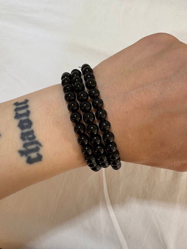 Zwarte Toermalijn Kogel Armband 6mm