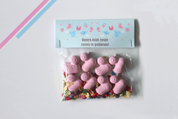 Stoepkrijt zakje roze eendjes