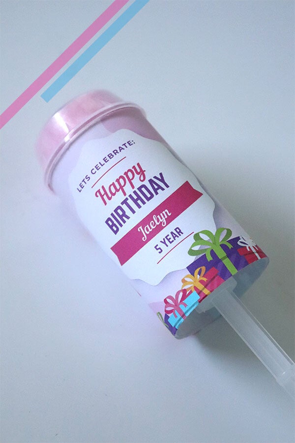 Pushpop gevuld met gekleurde mini spekjes