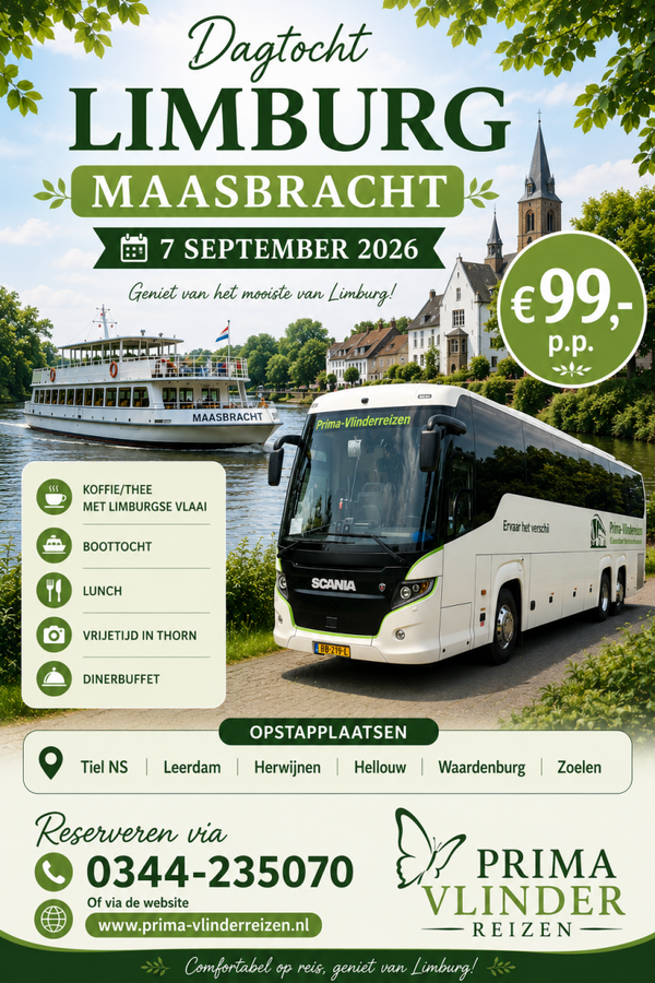 Dagtocht Limburg ma 7 september 2026