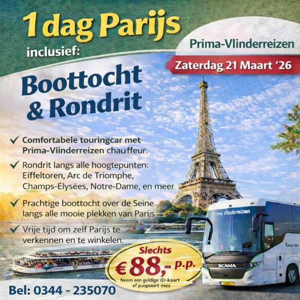 een dagje Parijs Cultuur en Historie ( Zaterdag 21 Maart 2026)