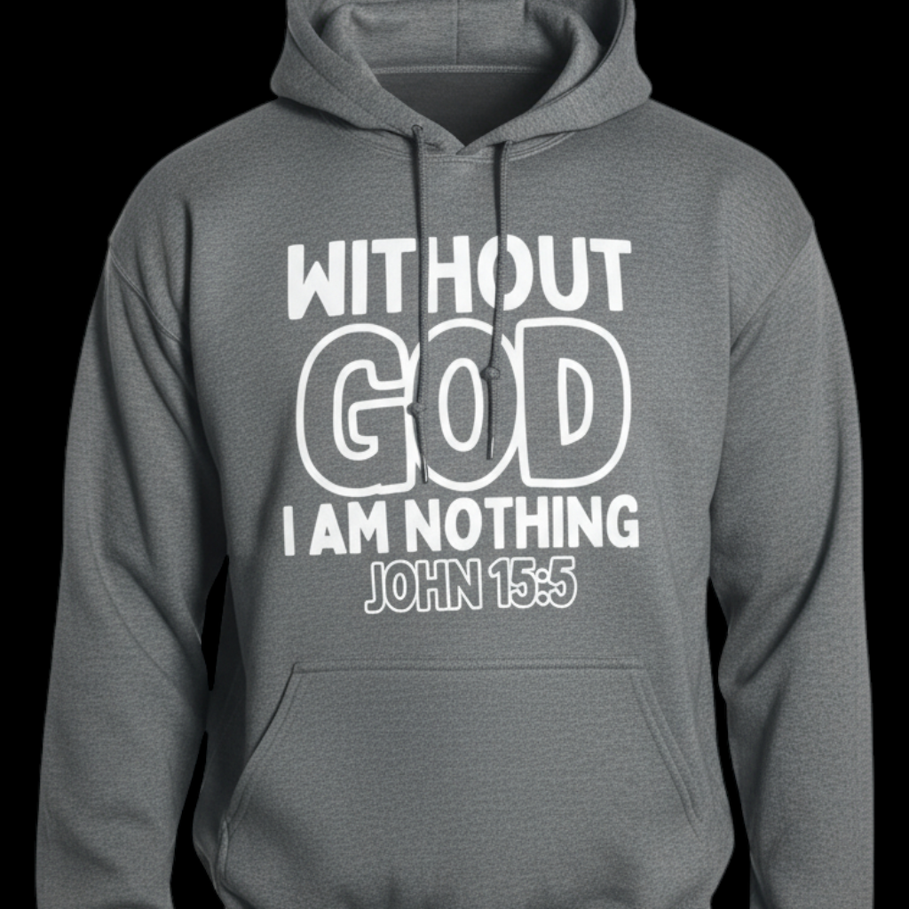 INSPIRATIONAL Christian unisex hoodie/ without GOD i am nothing john 15:5