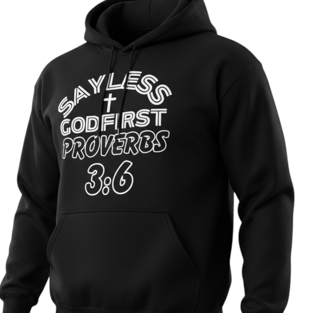 Faith-based Christian unisex hoodie/SAYLESS GODFIRST proverbs 3:6