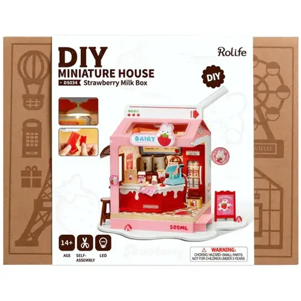 Robotime Rolife Strawberry Milk Box