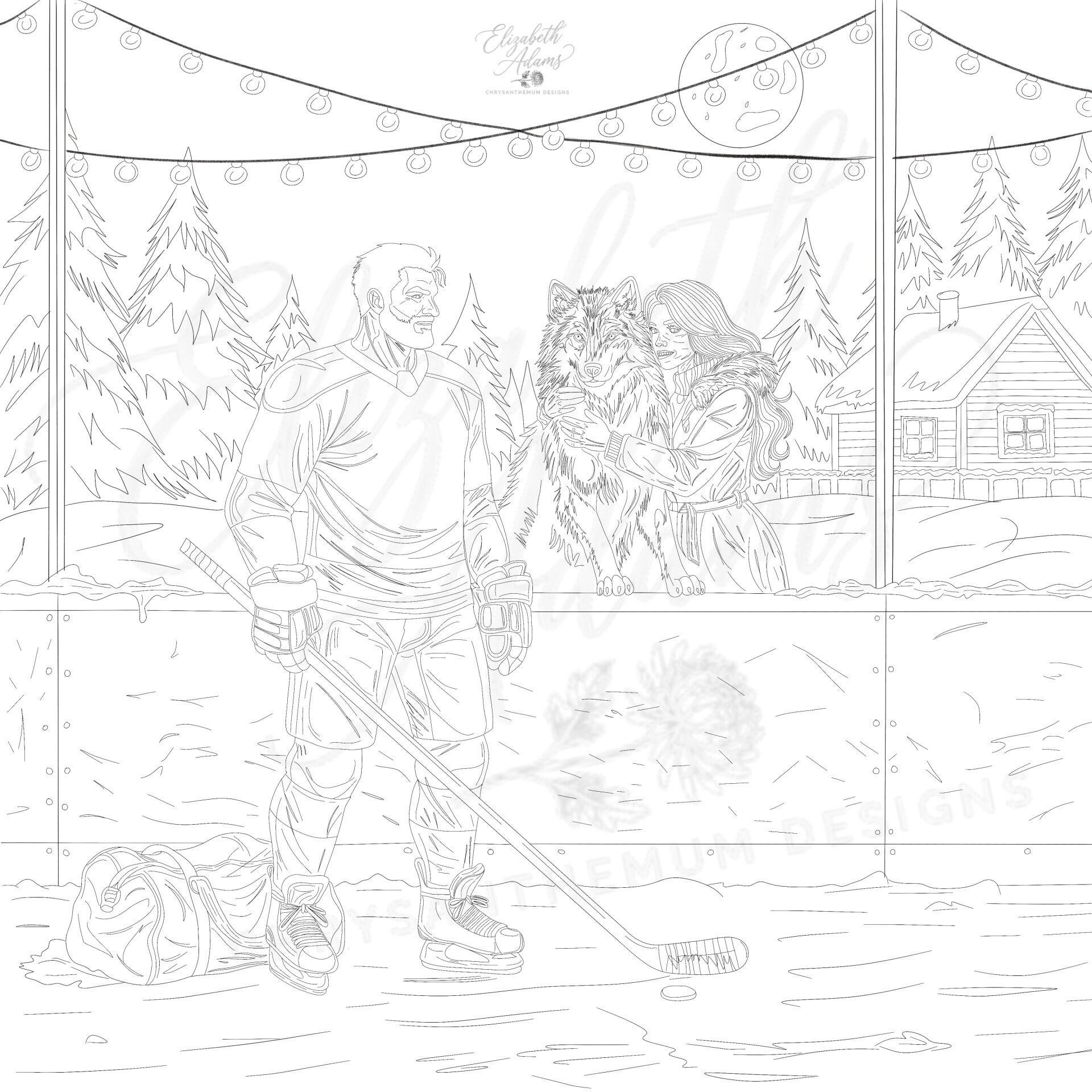 Wolves & Hockey Premade Character Art Sketch