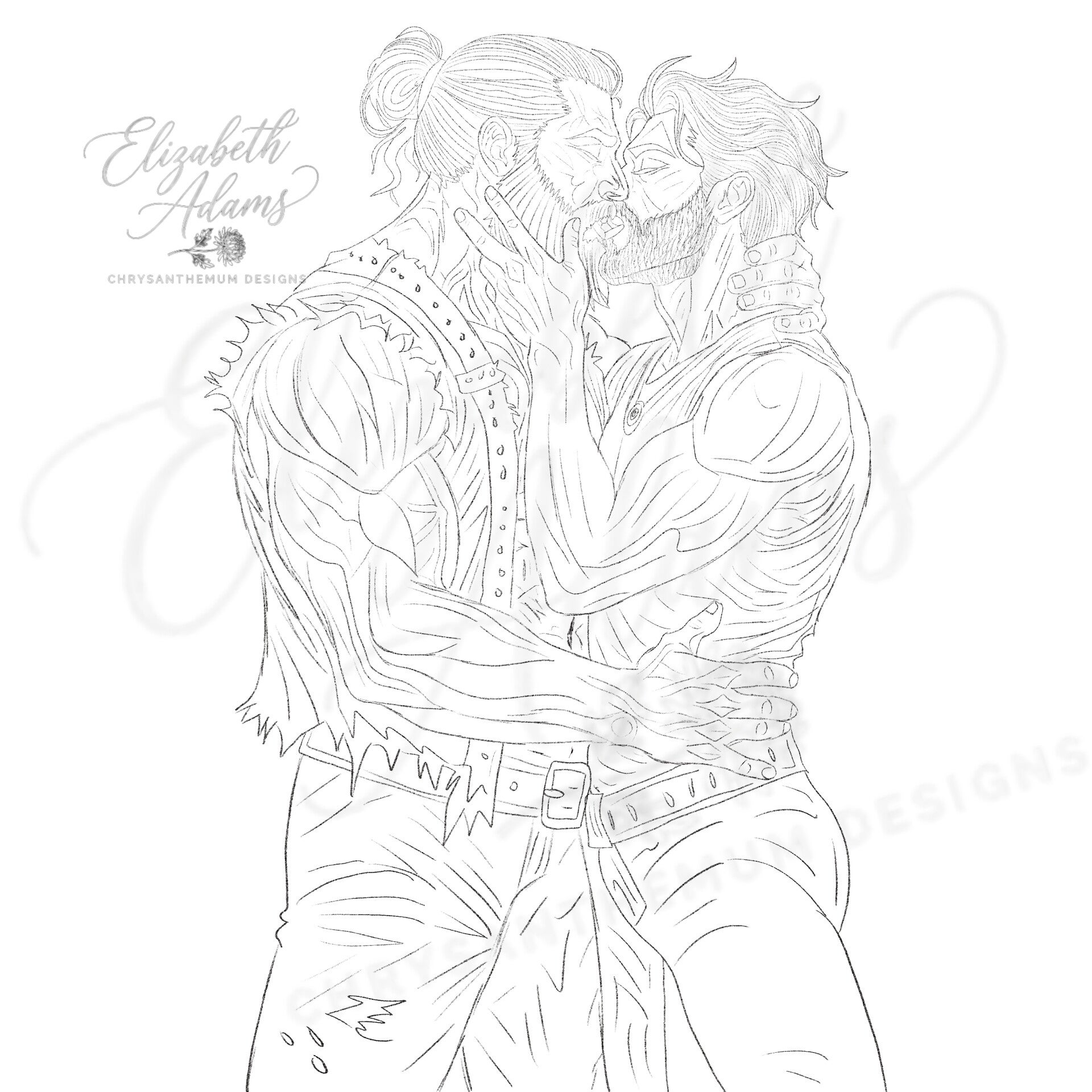 Passionate Love Character Art Premade Sketch