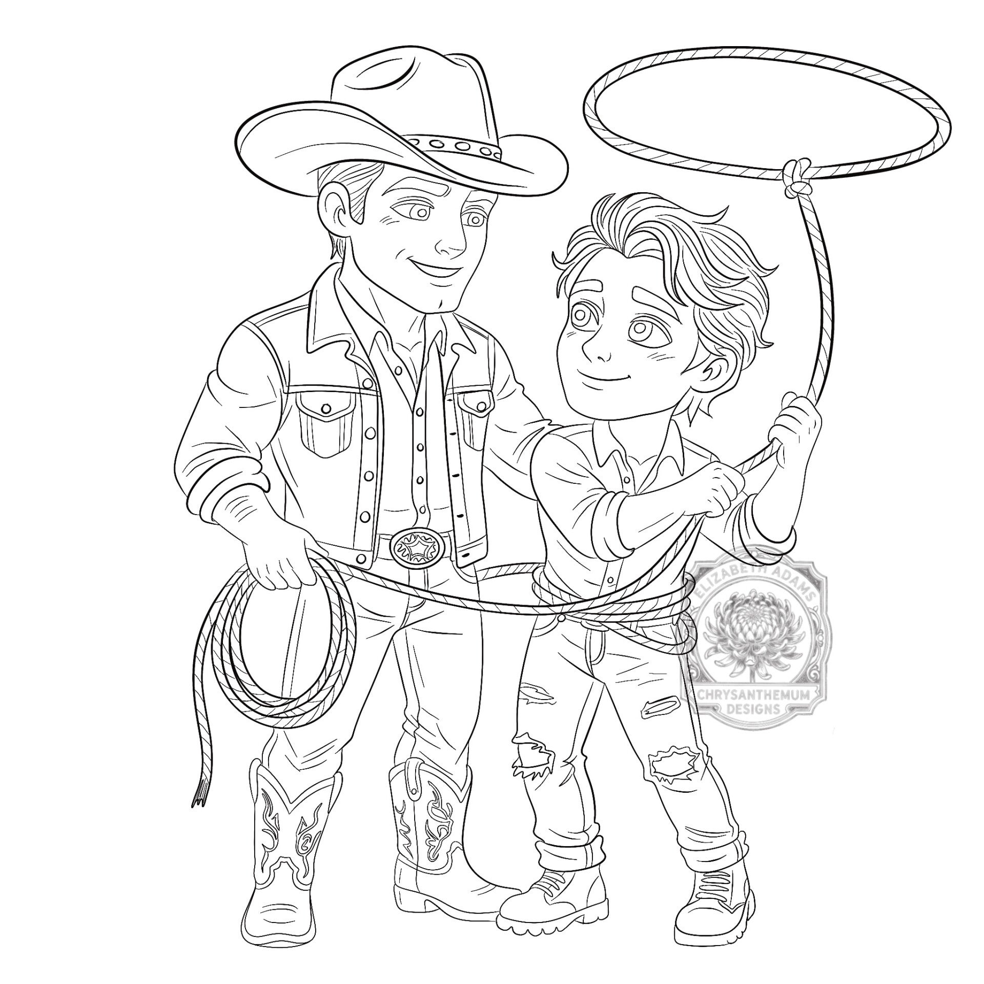Roping His Cowboy - Premade Chibi Sketch