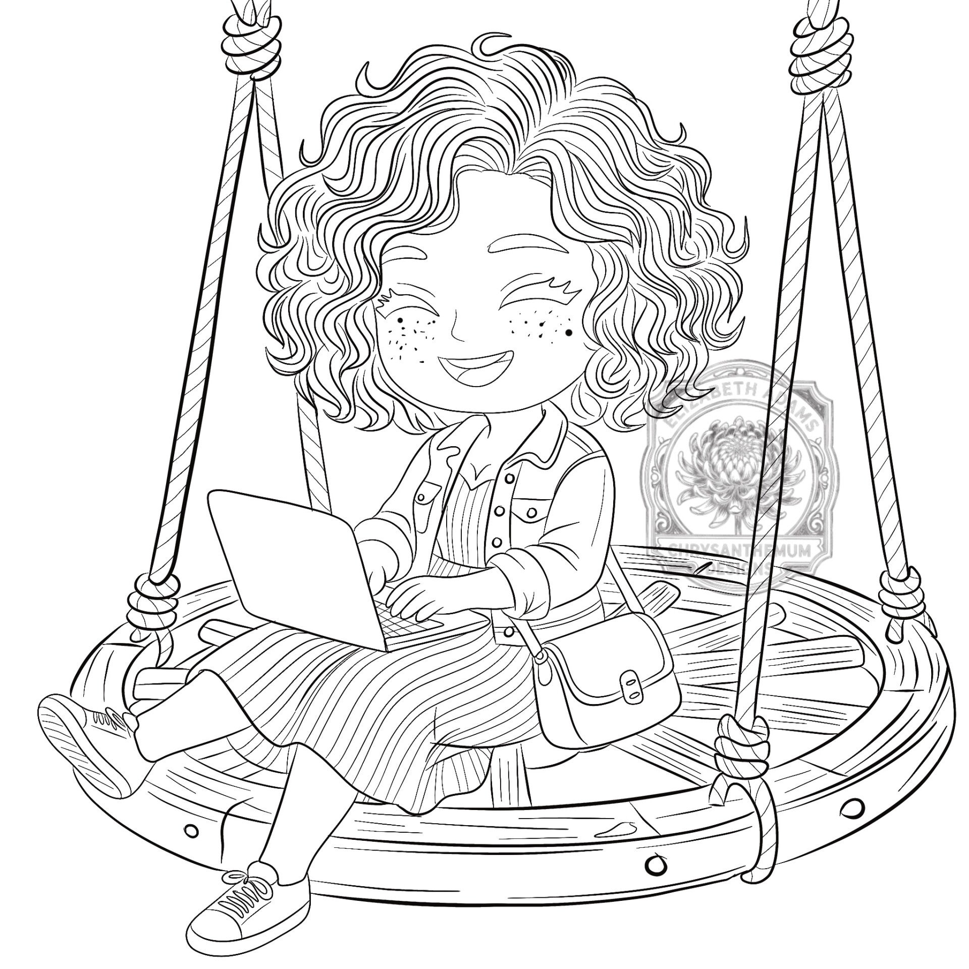 Swinging to Write - Premade Chibi Art Sketch