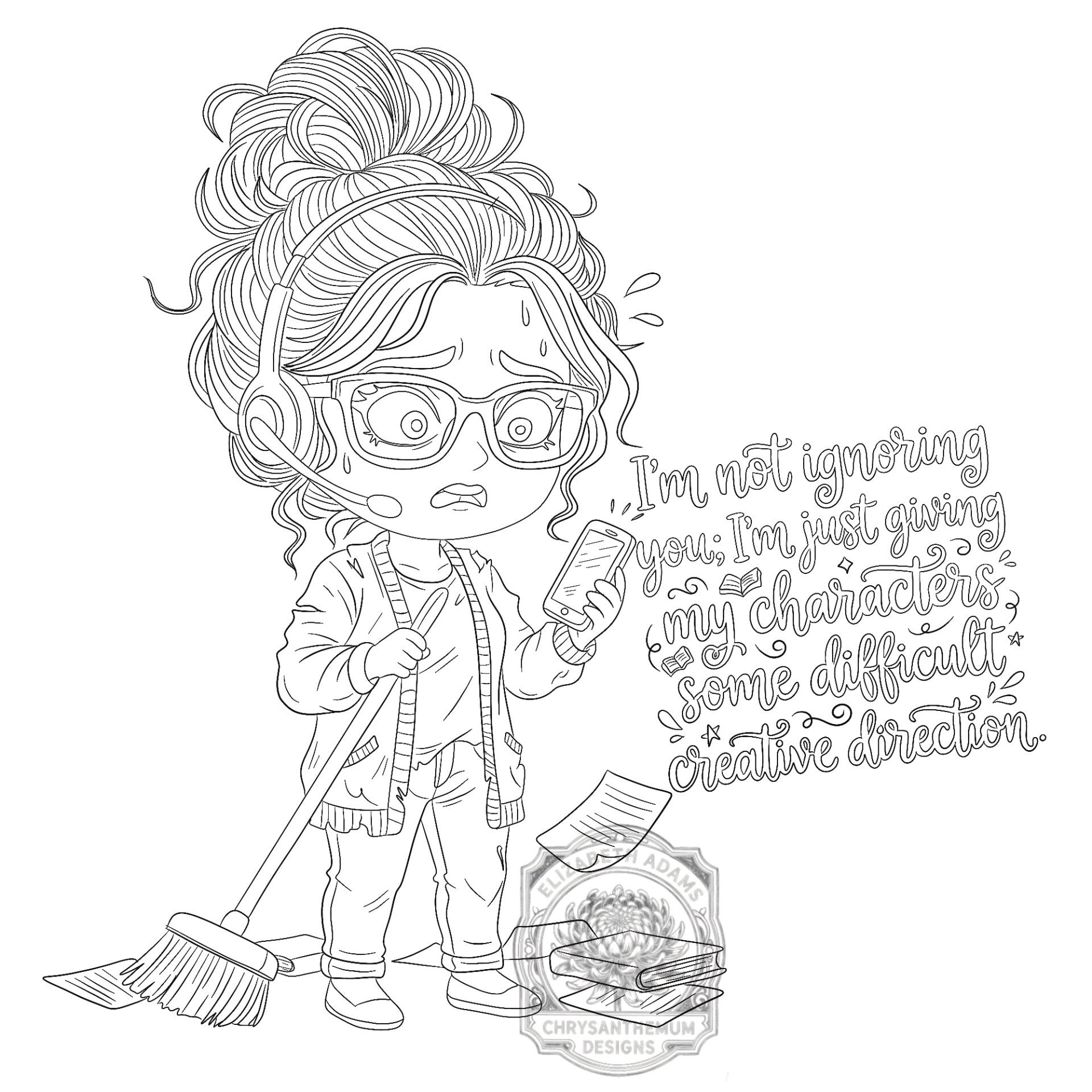 Frazzled Author - Premade Chibi Art