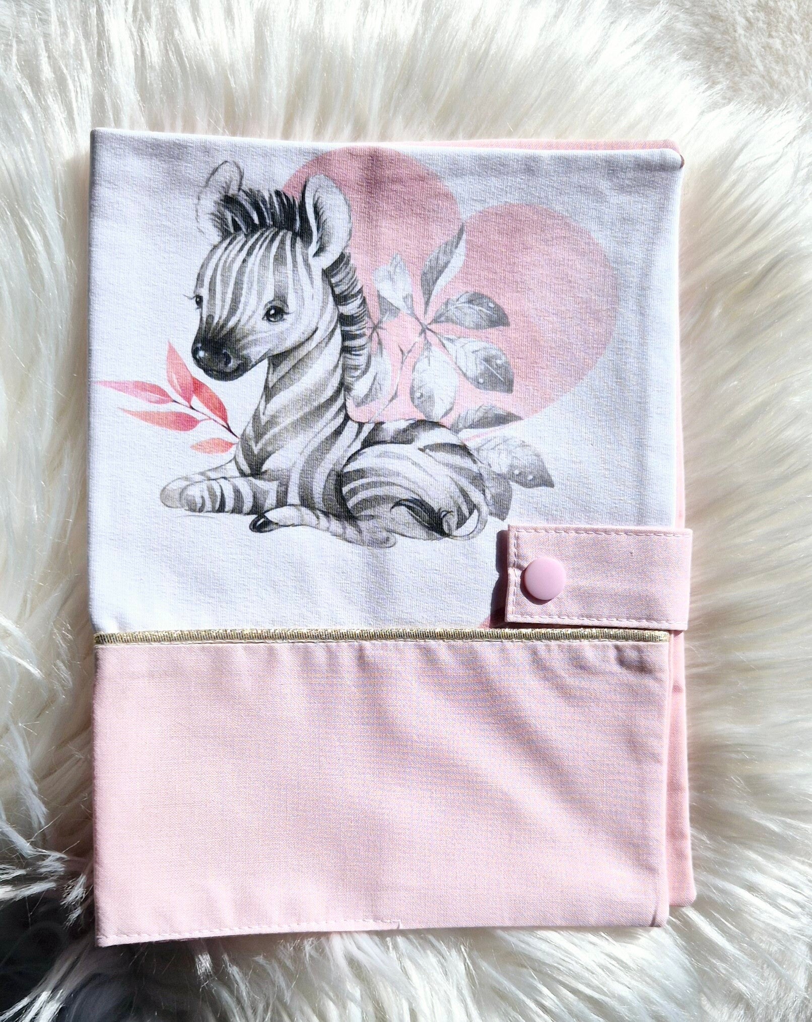 Protège carnet de santé Zèbre rose