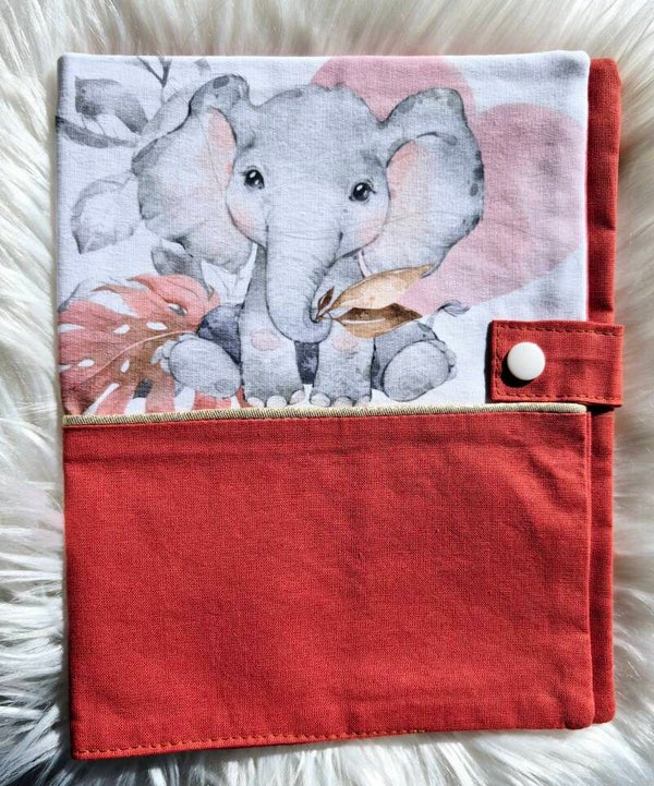 Protège carnet de santé Eléphant terracota