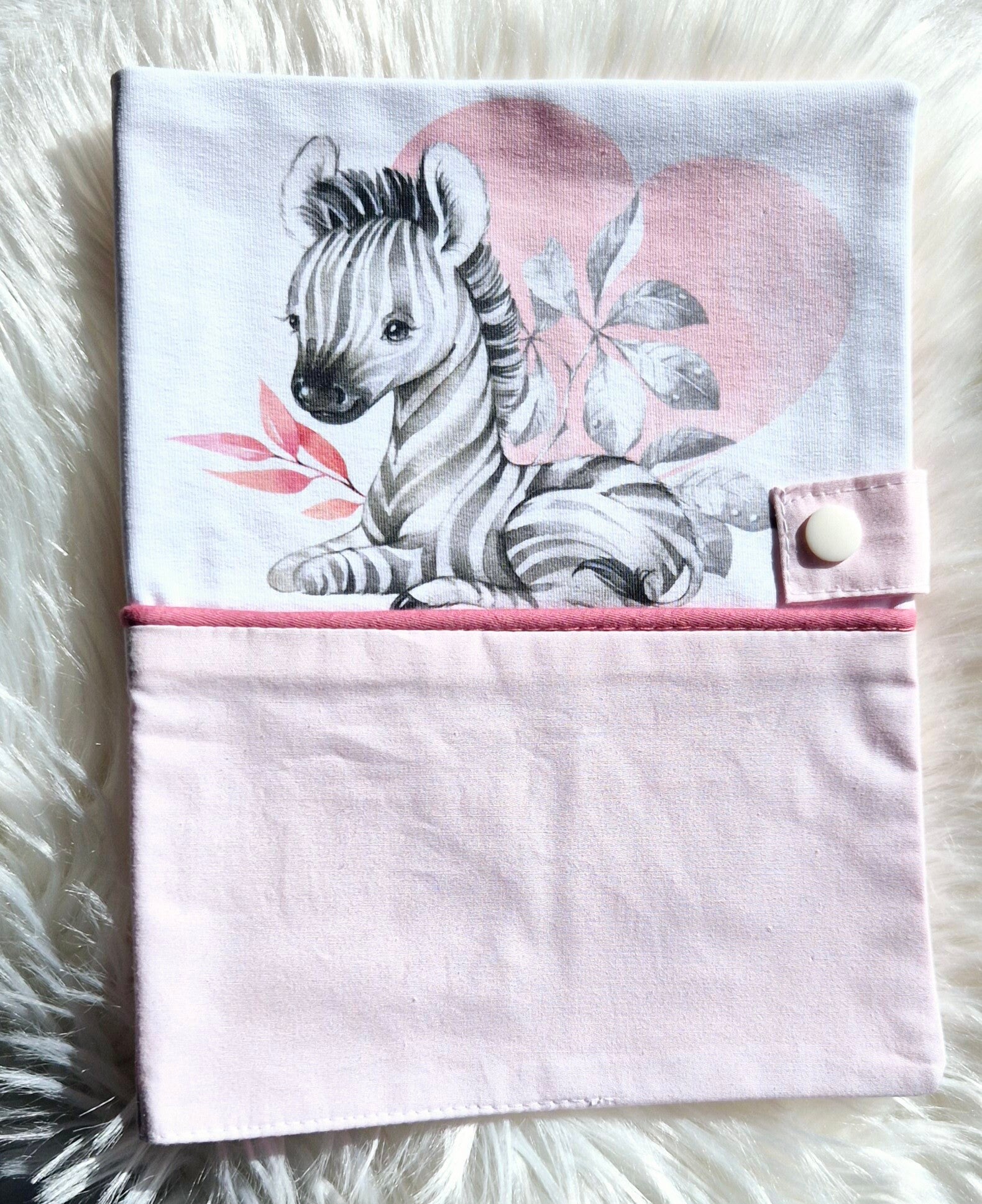 Protège carnet de santé Zèbre rose