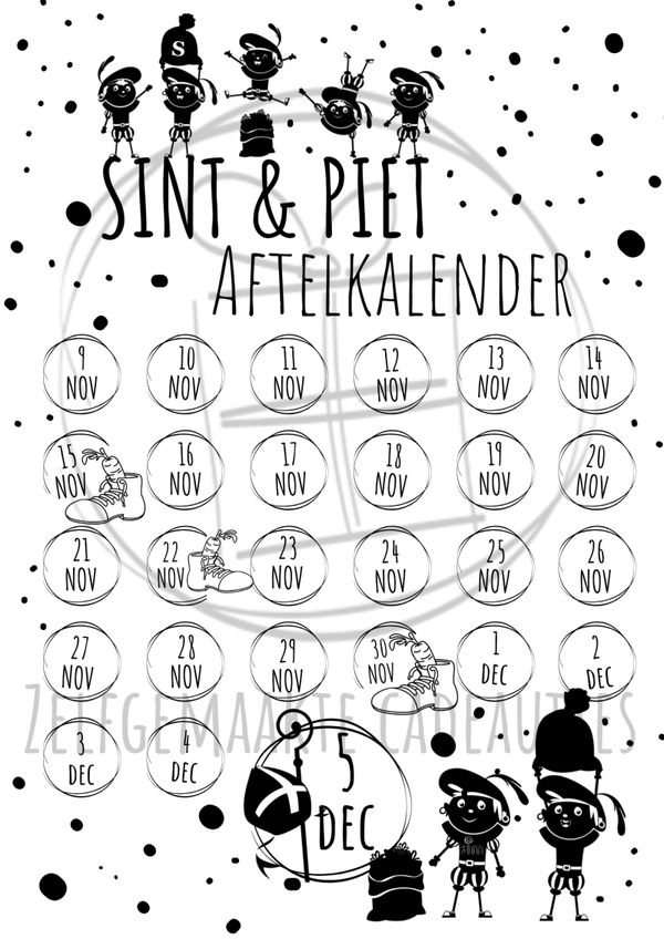 • Aftelkalender Sint en Piet • Stevig papier