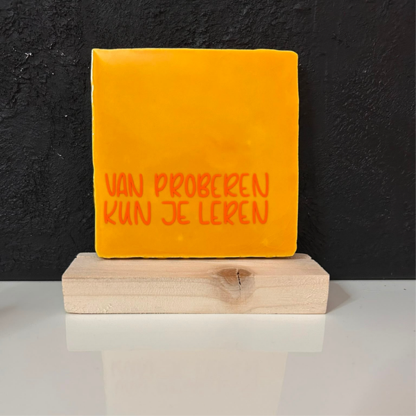 • Van proberen kun je leren • Tegeltje