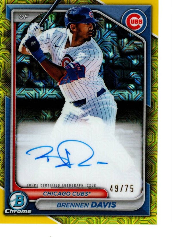 Bowman Chrome 2024 Mega Box Auto Yellow 49/75 Mojo #BMA-BD Brennen Davis, Chicago Cubs