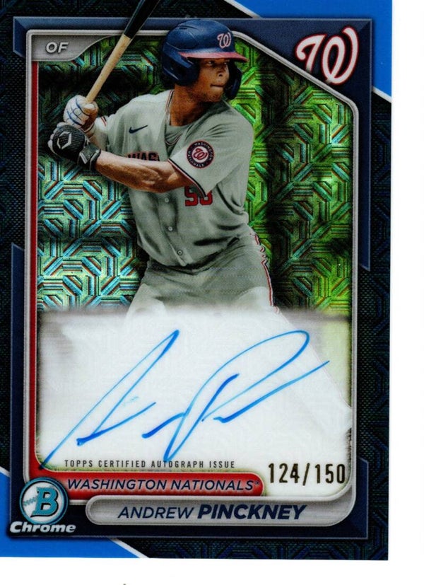 Bowman Chrome 2024 Mega Box Auto Blue 124/150 Mojo #BMA-AP Andrew Pinckney, Washington Nationals