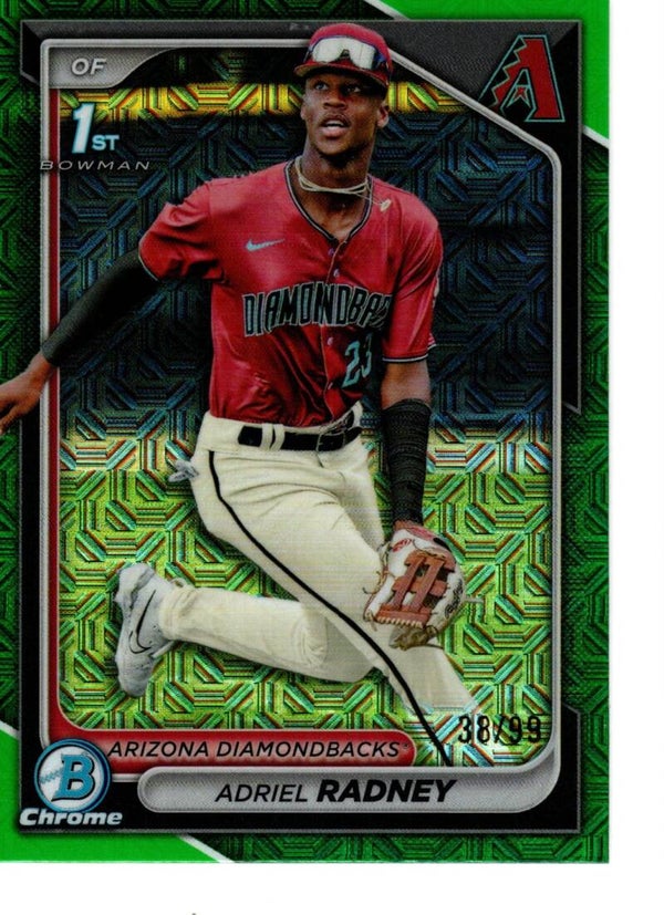 Bowman Chrome 2024 Mega Box Prospects Green Mojo 38/99 #BCP-191 Adriel Radney, Arizona Diamondbacks