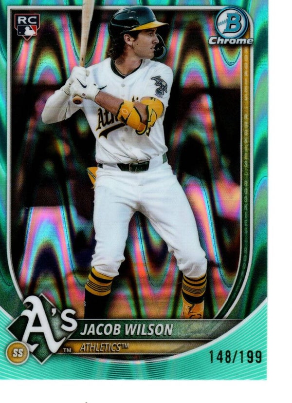 Bowman Chrome 2025 Aqua Wave #1 Jacob Wilson, Athletics RC