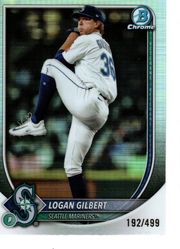 Bowman Chrome 2025 Refractor 192/499 #9 Logan Gilbert, Seattle Mariners