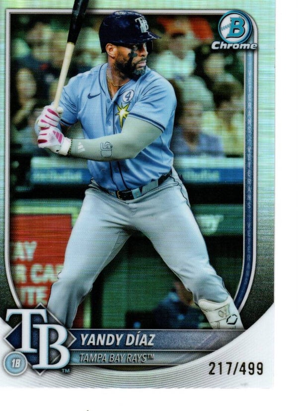 Bowman Chrome 2025 Refractor 217/499 #43 Yandy Díaz, Tampa Bay Rays