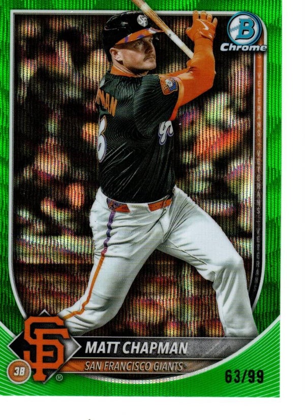 Bowman Chrome 2025 Green Wave 63/99 #49 Matt Chapman, San Francisco Giants