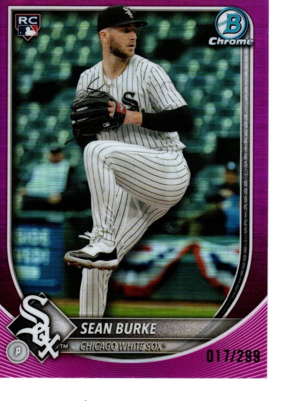 Bowman Chrome 2025 Fuchsia Refractor 17/299 #73 Sean Burke, Chicago White Sox RC