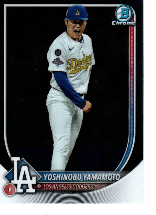 Bowman Chrome 2025 #76 Yoshinobu Yamamoto, Los Angeles Dodgers