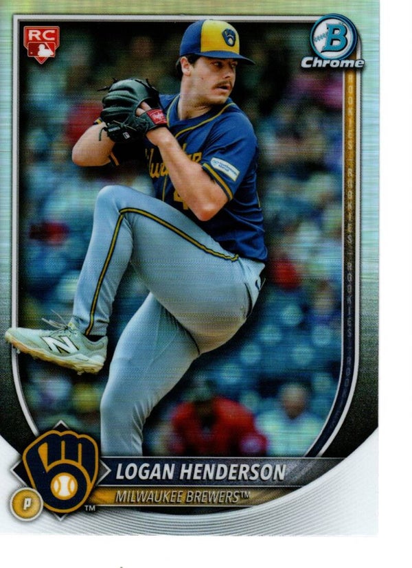 Bowman Chrome 2025 #92 Logan Henderson, Milwaukee Brewers Red RC