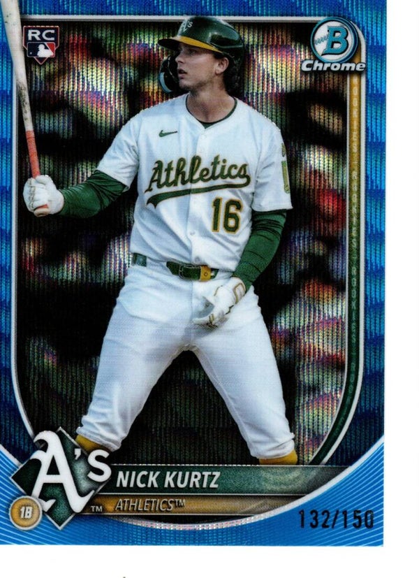 Bowman Chrome 2025 Blue Wave 132/150 #93 Nick Kurtz, Athletics RC