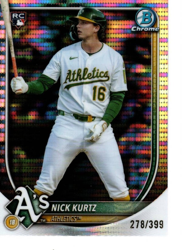Bowman Chrome 2025 Pulsar 278/399 #93 Nick Kurtz, Athletics RC