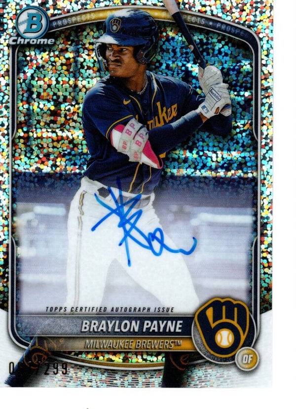 Bowman Chrome 2025 Auto Speckled 51/299 #CPA-BP Braylon Payne, Milwaukee Brewers