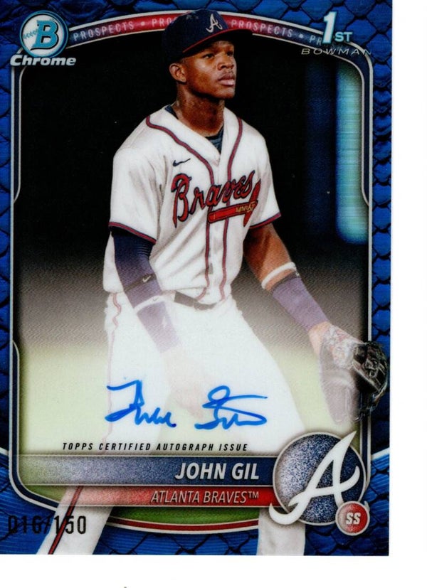 Bowman Chrome 2025 Auto Reptilian Blue 16/150 #CPA-JG John Gil, Atlanta Braves