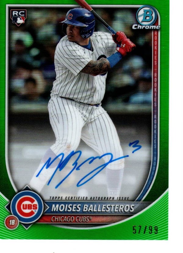 Bowman Chrome 2025 Auto Green 57/99 #CRA-MB Moises Ballesteros, Chicago Cubs RC
