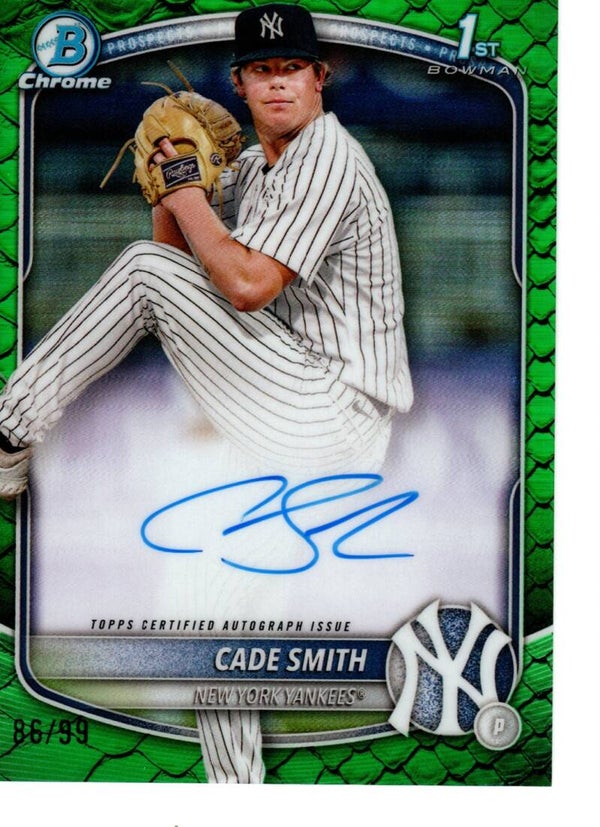 Bowman Chrome 2025 Auto Green Reptilian 86/99 #CPA-CS Cade Smith, New York Yankees