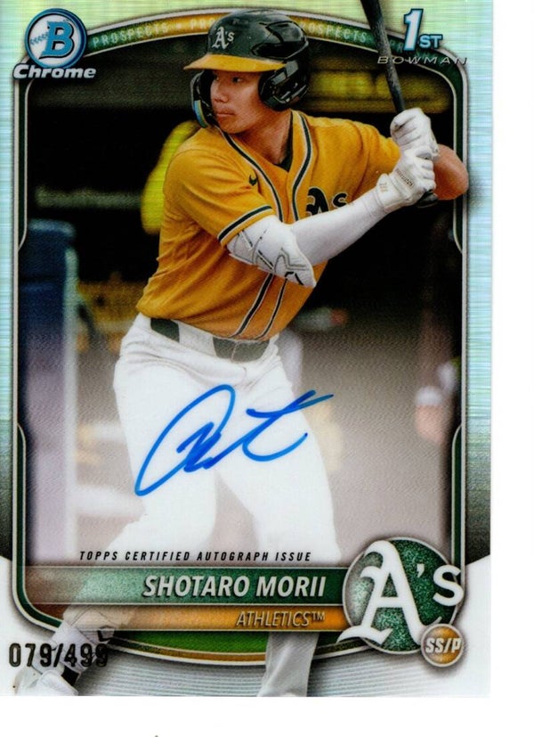 Bowman Chrome 2025 Auto Refractor 79/499 #CPA-SM Shotaro Morii, Athletics