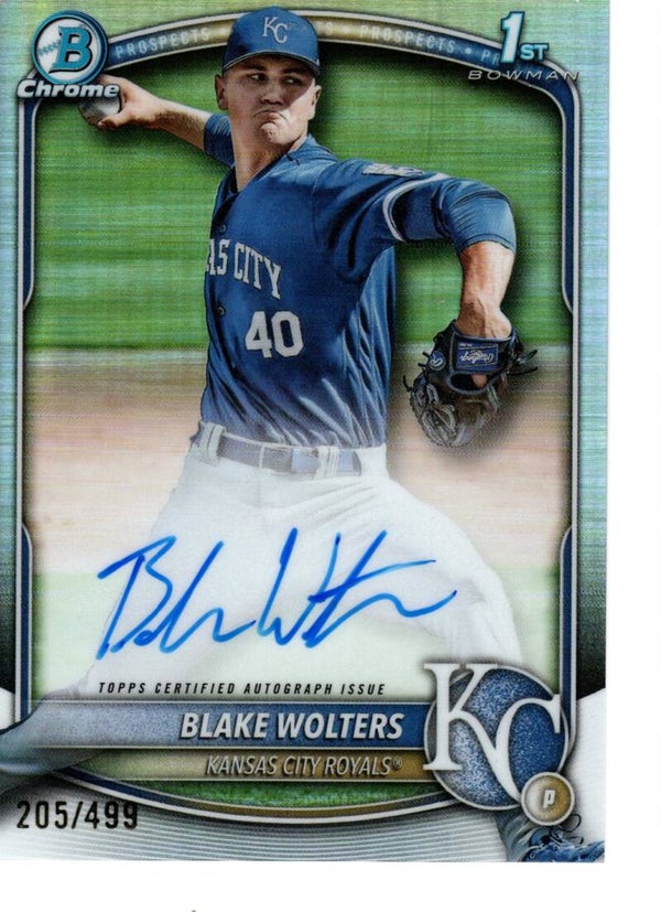 Bowman Chrome 2025 Auto Refractor 205/499 #CPA-BW Blake Wolters, Kansas City Royals