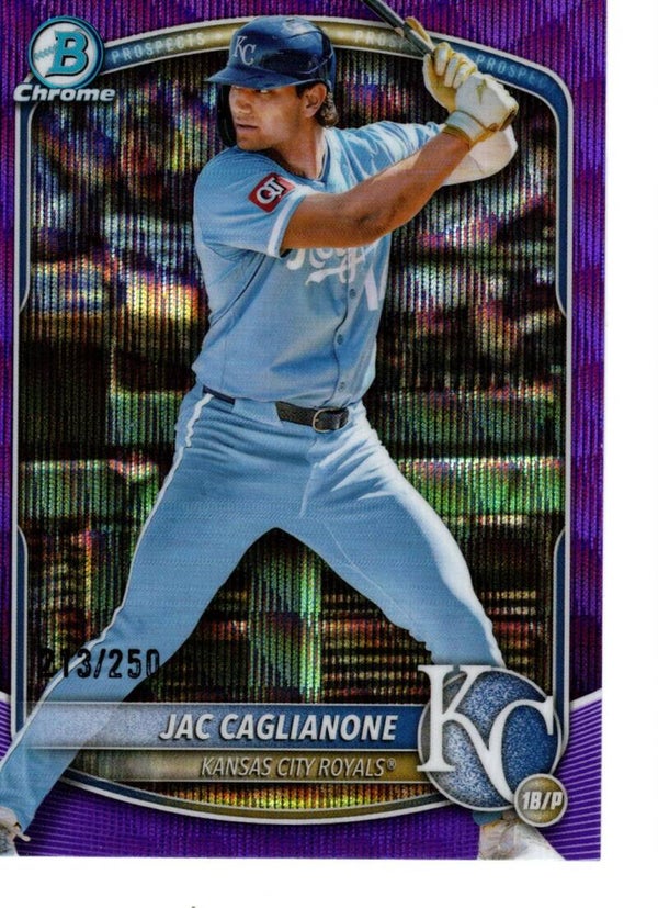 Bowman Chrome 2025 Prospects Purple Wave 213/250 #BCP-154 Jac Caglianone, Kansas City Royals