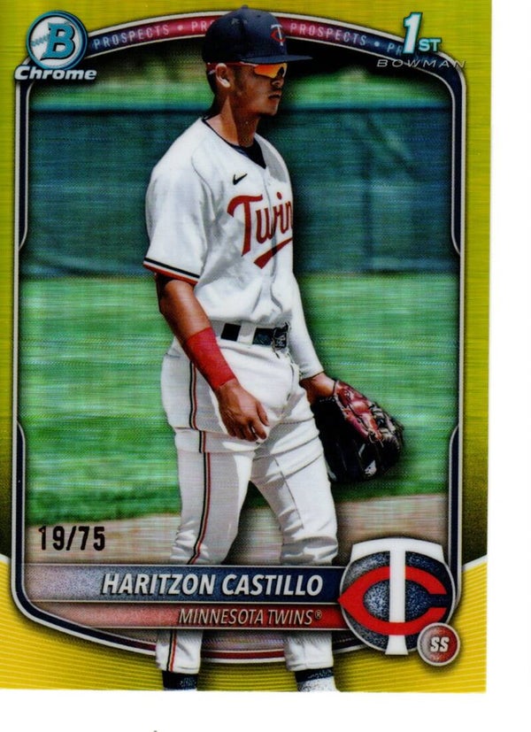 Bowman Chrome 2025 Prospects Yellow 19/75 #BCP-161 Haritzon Castillo, Minnesota Twins