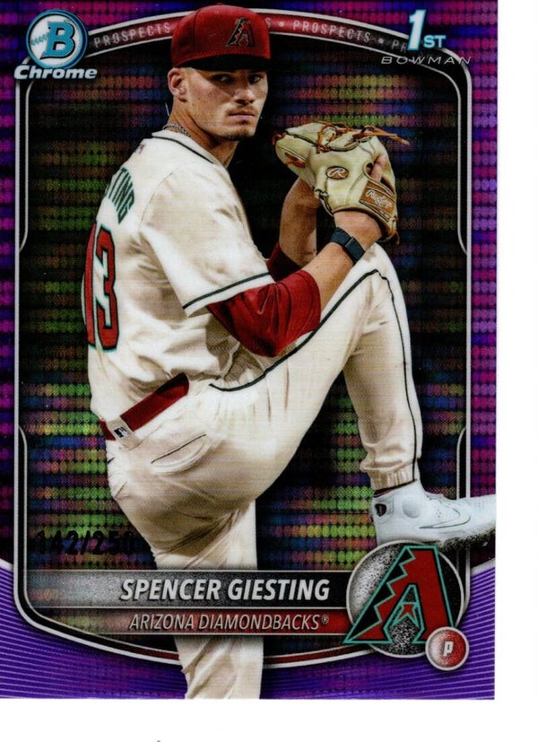 Bowman Chrome 2025 Prospects Purple Pulsar 142/250 #BCP-165 Spencer Giesting, Arizona Diamondbacks