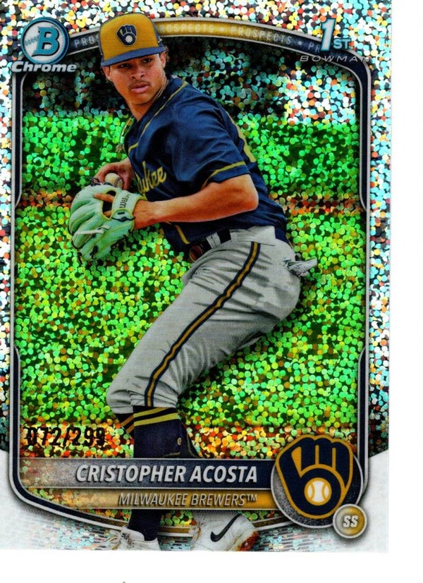 Bowman Chrome 2025 Prospects Speckle 72/299 #BCP-176 Cristopher Acosta, Milwaukee Brewers