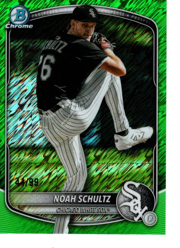 Bowman Chrome 2025 Prospects Green Shimmer 44/99 #BCP-177 Noah Schultz, Chicago White Sox