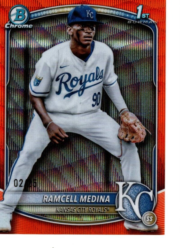 Bowman Chrome 2025 Prospects Orange Wave 2/25 #BCP-187 Ramcell Medina, Kansas City Royals