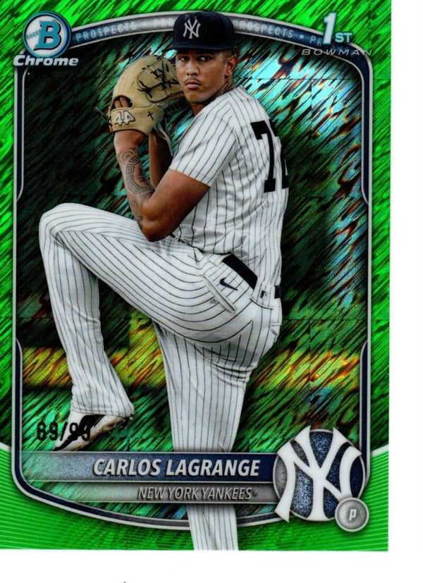 Bowman Chrome 2025 Prospects Green Shimmer 69/99 #BCP-202 Carlos Lagrange, New York Yankees
