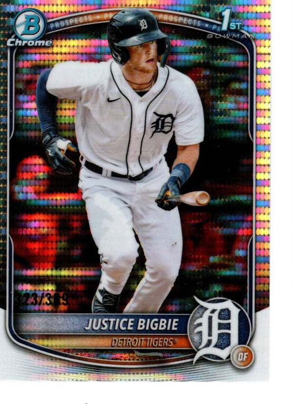 Bowman Chrome 2025 Prospects Pulsar 323/399 #BCP-215 Justice Bigbie, Detroit Tigers