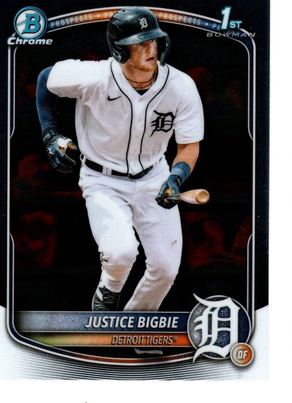 Bowman Chrome 2025 Prospects #BCP-215 Justice Bigbie, Detroit Tigers