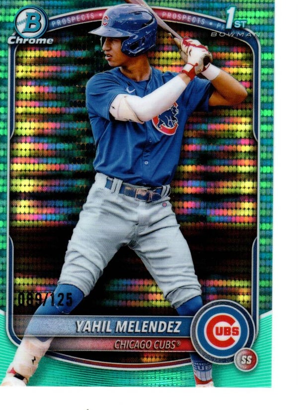 Bowman Chrome 2025 Prospects Aqua Pulsar 89/125 #BCP-222 Yahil Melendez, Chicago Cubs